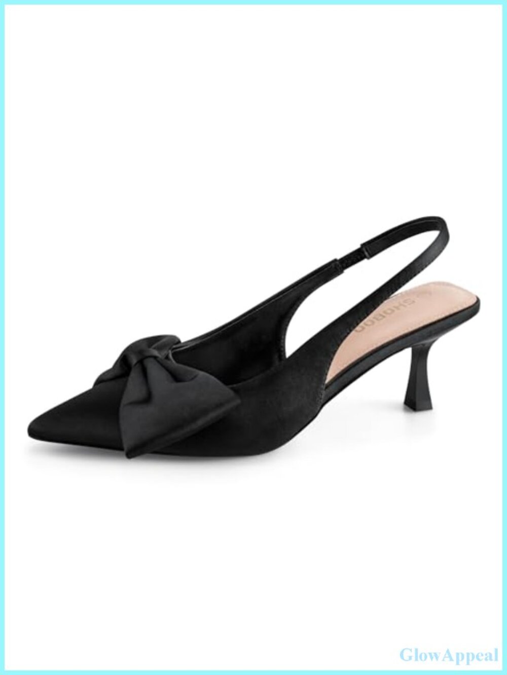 Women's Bow Slingback Kitten Heel Pumps Pointed Toe Elastic Strap 2.4"